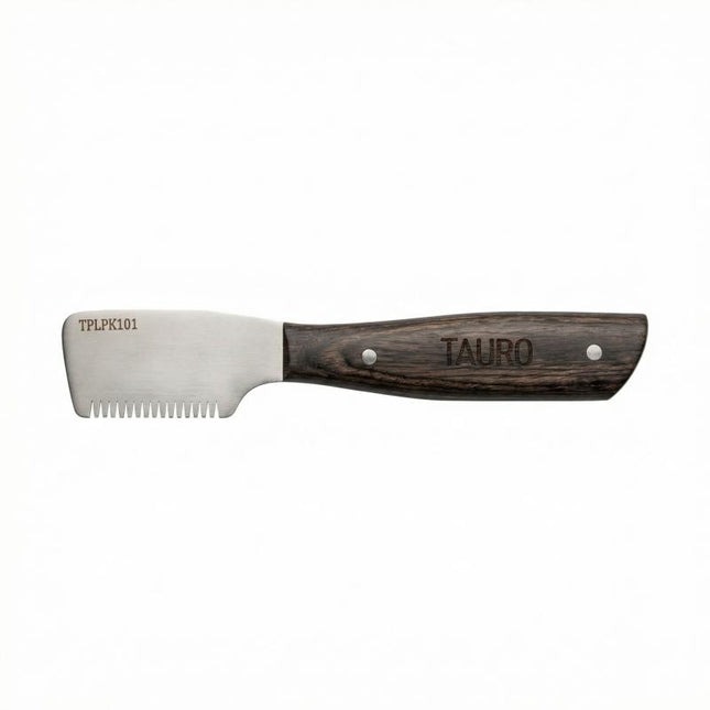Tauro Pro Line Stripping-Messer - Mittlere Zahnung, Holzgriff, 16 cm
