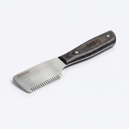 Tauro Pro Line Stripping-Messer - Mittlere Zahnung, Holzgriff, 16 cm