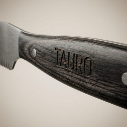 Tauro Pro Line Stripping-Messer - Mittlere Zahnung, Holzgriff, 16 cm