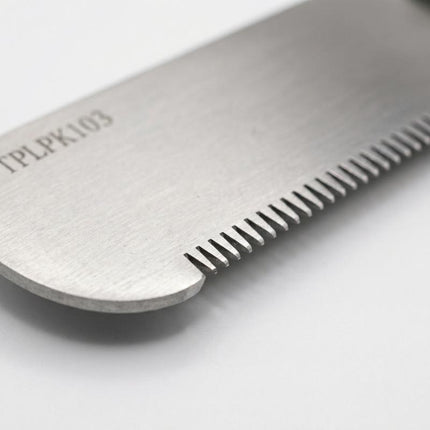 Tauro Pro Line Stripping-Messer - Feine Zahnung, grüner Holzgriff, 16 cm, 16 Zähne