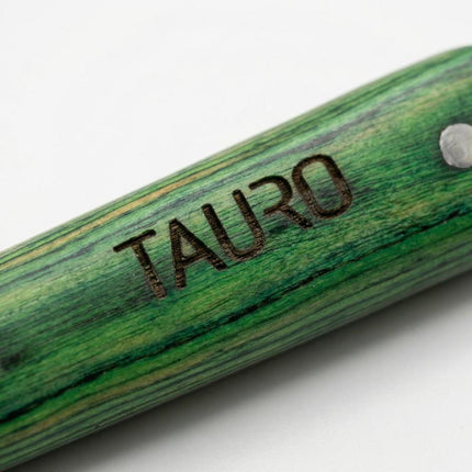 Tauro Pro Line Stripping-Messer - Feine Zahnung, grüner Holzgriff, 16 cm, 16 Zähne
