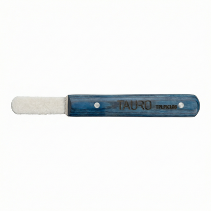 Tauro Pro Line Stripping-Messer mit Trimmstein - Blauer Griff, 14 cm