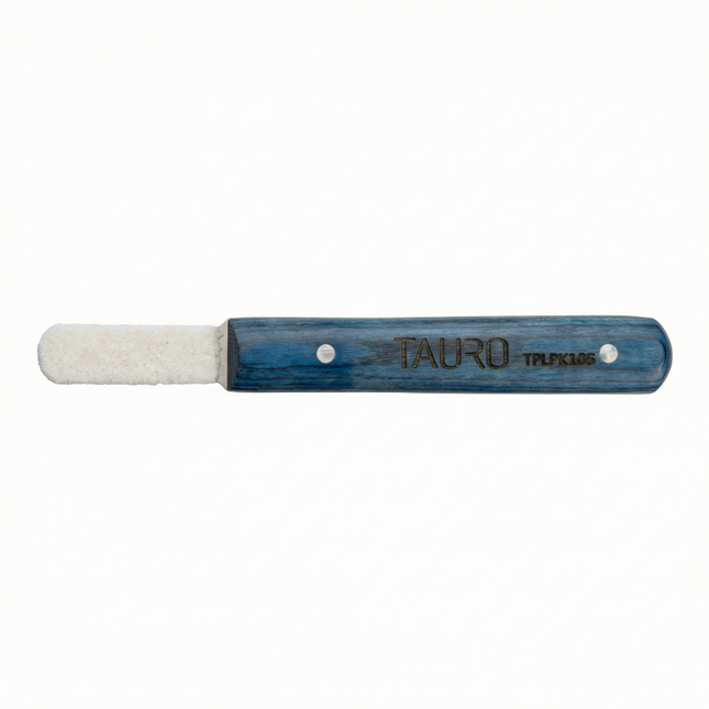 Tauro Pro Line Stripping-Messer mit Trimmstein - Blauer Griff, 14 cm
