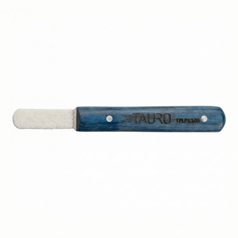 Tauro Pro Line Stripping-Messer mit Trimmstein - Blauer Griff, 14 cm