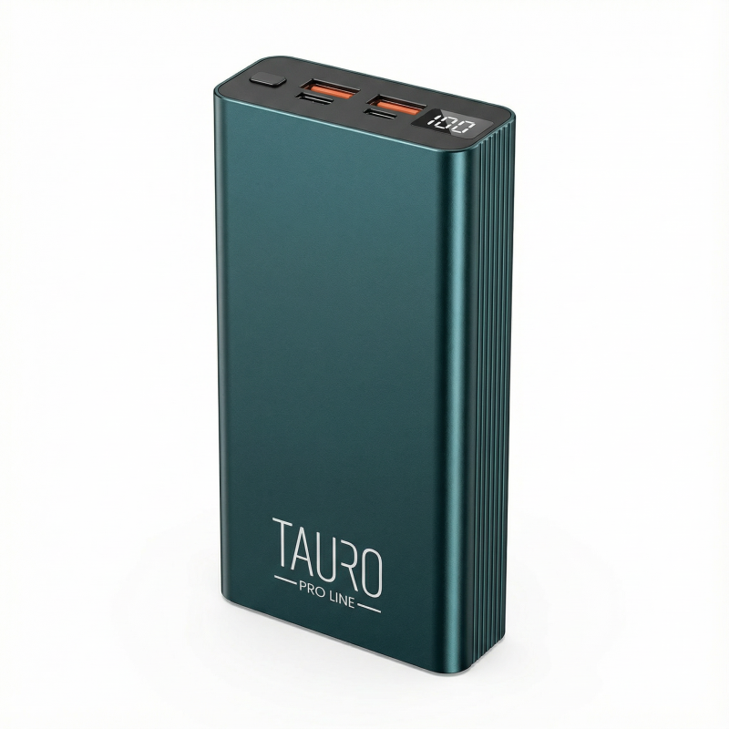 Tauro Pro Line Powerbank - Aus Aluminium, 22.5 W Schnellladefunktion, 20.000 mAh