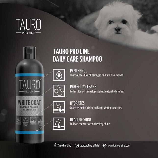 TAURO PRO LINE White Coat, Daily Care Shampoo For Dogs And Cats