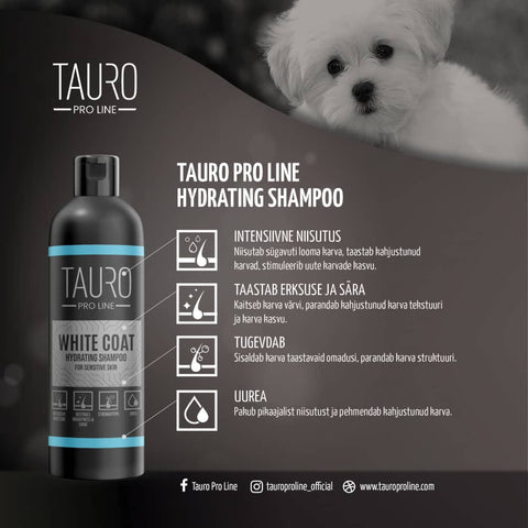 TAURO PRO LINE White Coat, Hydrating Shampoo For Dogs And Cats