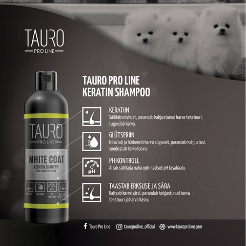 TAURO PRO LINE White Coat, Keratin Shampoo For Dogs And Cats