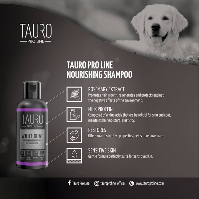 TAURO PRO LINE White Coat, Nourishing Shampoo For Dogs And Cats