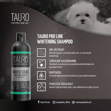 TAURO PRO LINE White Coat, shampooing blanchissant pour chiens et chats