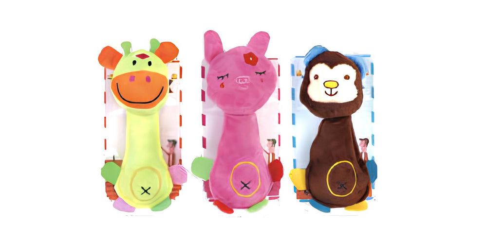 O’LALA PETS | Quietschendes Hundespielzeug – Plüschtier Überraschung (1 von 3 Varianten) – 23 cm – Weich & Waschbar