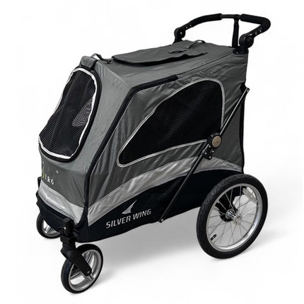 Petstro Stroller Silver Wing - Hundebuggy bis 55kg - Grau
