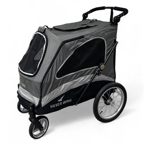Petstro Stroller Silver Wing - Hundebuggy bis 55kg - Grau