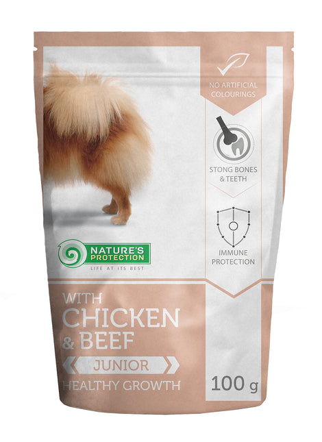 NATURE'S PROTECTION - Premium | Wet food, grain-free with chicken &amp; beef - Junior dogs, all breeds - 100 g