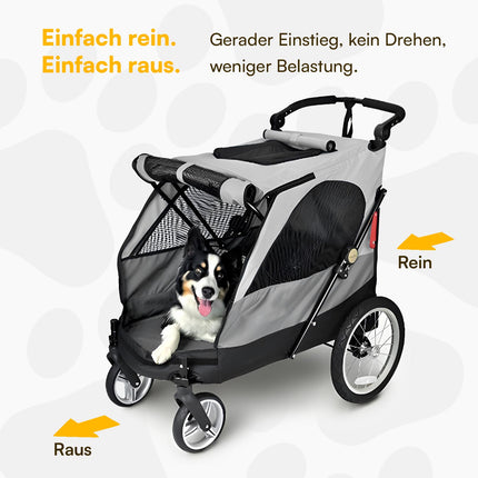 Petstro Stroller Silver Wing - Hundebuggy bis 55kg - Rot