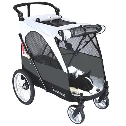 Petstro Stroller Silver Wing - Hundebuggy bis 55kg - Grau