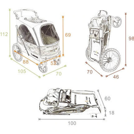 Petstro Stroller Silver Wing - Hundebuggy bis 55kg - Grau