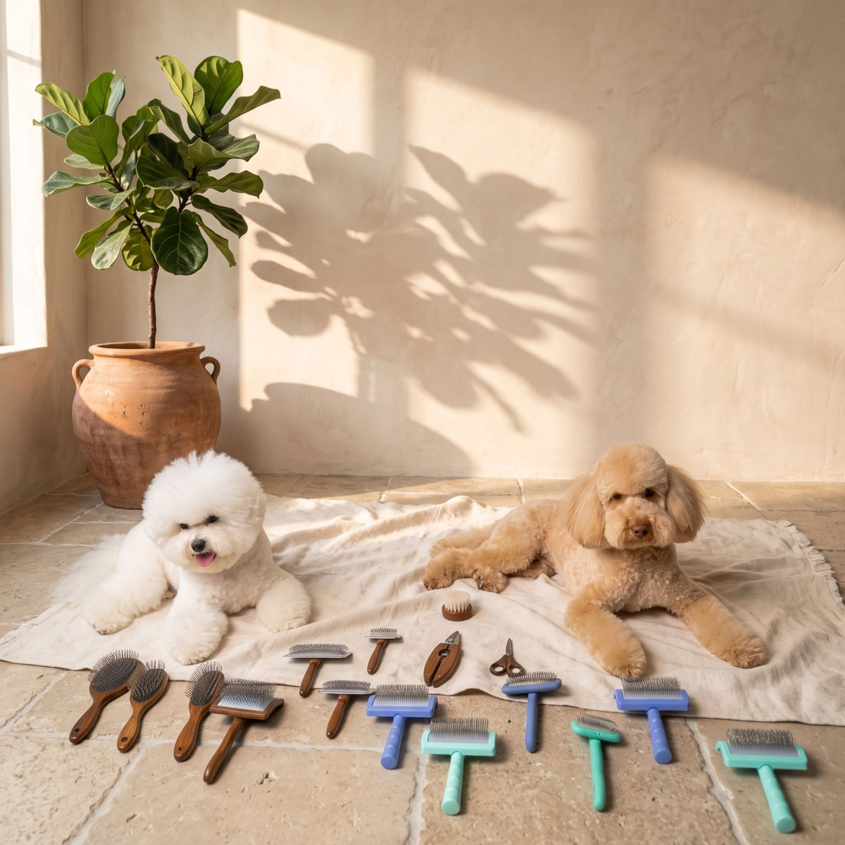 Bichon und Pudel mit den Tauro Pro Line Bürsten