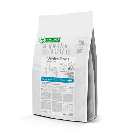 Nature’s Protection Superior Care - Getreidefreies Hundefutter mit Weißfisch, alle Rassen und Lebensphasen, weißes Fell