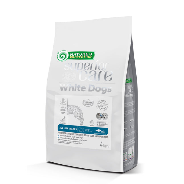 Nature’s Protection, Superior Care - Hundefutter mit Weißfisch und Reis, alle Rassen und Lebensphasen, weißes Fell