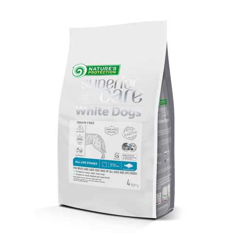 Nature’s Protection Superior Care - Getreidefreies Hundefutter mit Weißfisch, alle Rassen und Lebensphasen, weißes Fell
