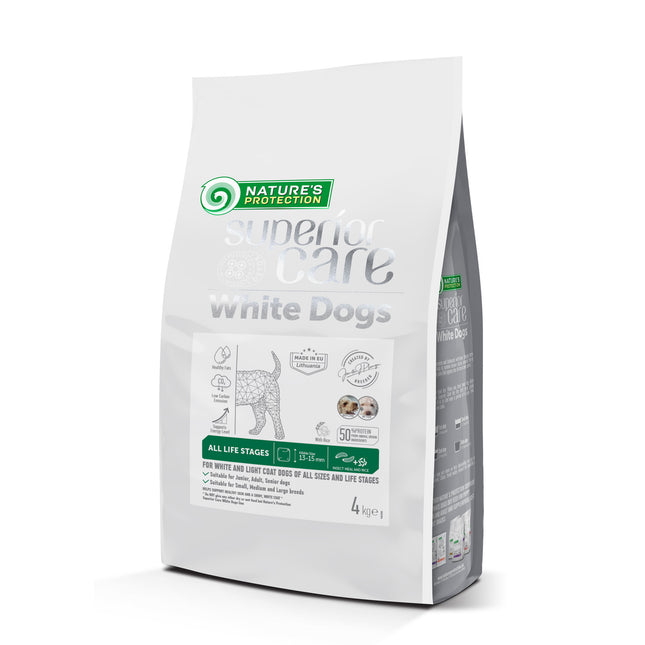 Nature’s Protection, Superior Care - Hundefutter mit Insekten und Reis, alle Rassen und Lebensphasen, weißes Fell