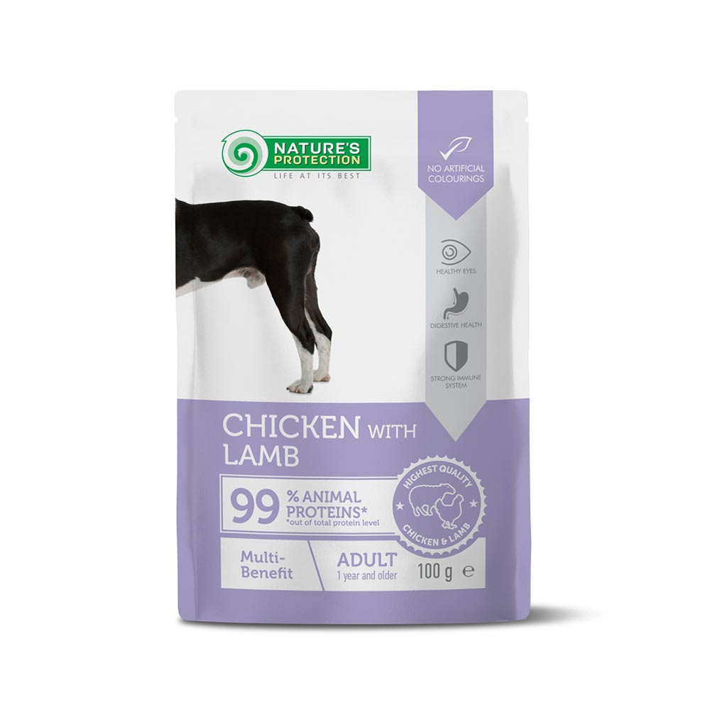 Nature's Protection, Premium - Nourriture humide sans céréales au poulet et à l'agneau - Adulte, Toutes races, Tous types de pelage