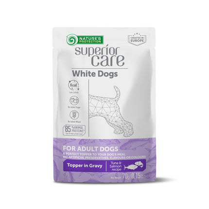 Nature's Protection Superior Care - Nassfutter, Ergänzungsfutter mit Thunfisch und Lachs für Erwachsene Hunde, Weißes Fell, Alle Rassen, 70 g