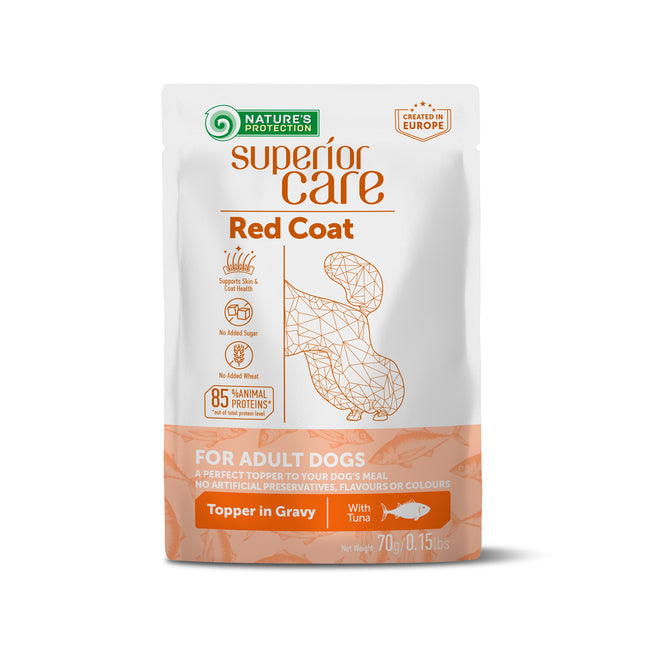 Nature's Protection Superior Care - Nassfutter, Ergänzungsfutter mit Thunfisch für Erwachsene Hunde, Rotes Fell, Alle Rassen, 70 g