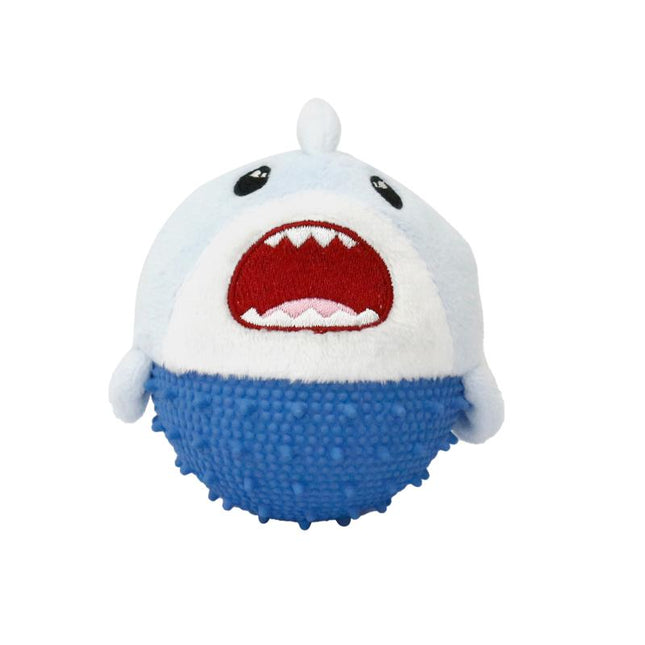 MISOKO | Dog toy round plush shark - without squeaker - 7.5 cm