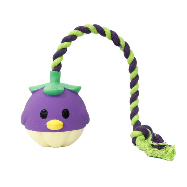 MISOKO | Dog toy fruit with rope - latex &amp; pull rope, for active dogs - 40 cm
