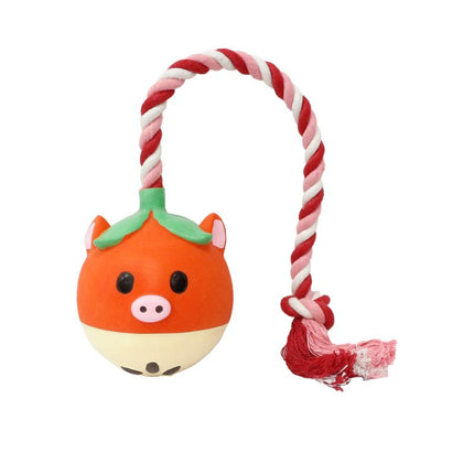 MISOKO | Dog toy fruit with rope - latex &amp; pull rope, for active dogs - 40 cm