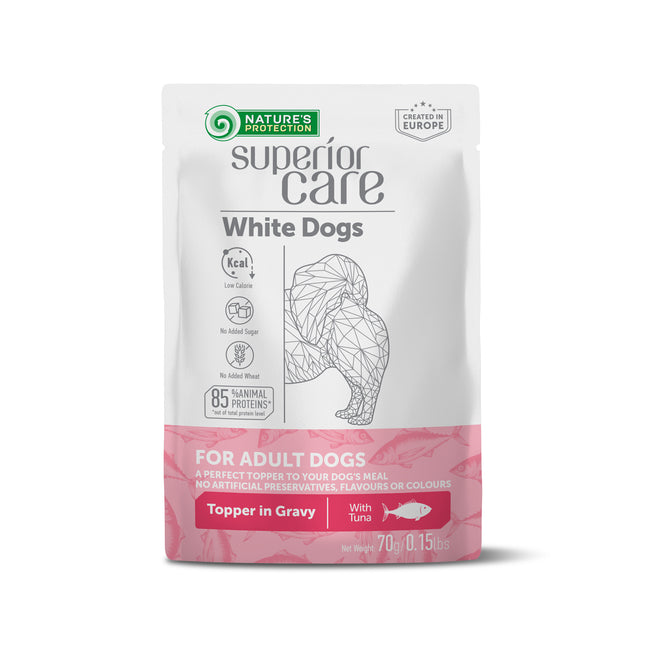 Nature's Protection Superior Care - Nassfutter, Ergänzungsfutter mit Thunfisch für Erwachsene Hunde, Weißes Fell, Alle Rassen, 70 g