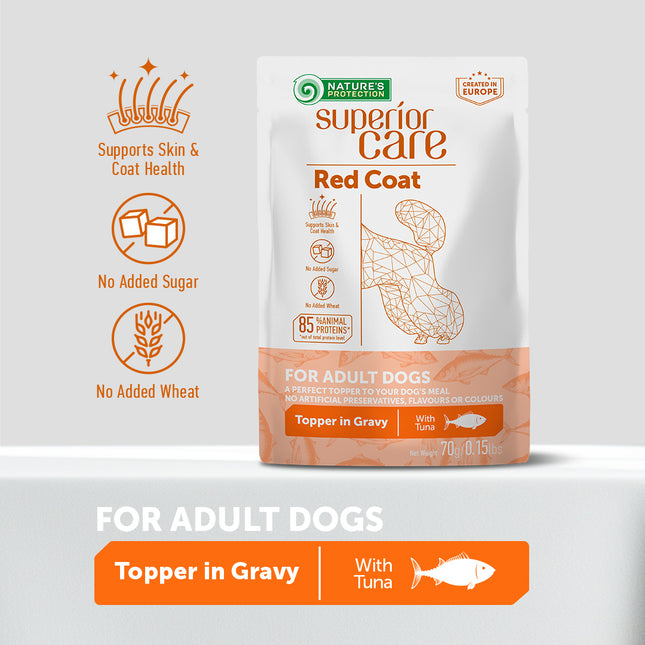 Nature's Protection Superior Care - Nassfutter, Ergänzungsfutter mit Thunfisch für Erwachsene Hunde, Rotes Fell, Alle Rassen, 70 g