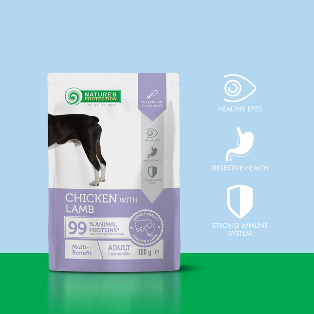 NATURE’S PROTECTION - Premium | Nassfutter, getreidefrei mit Huhn und Lamm - Erwachsene Hunde - 100 g
